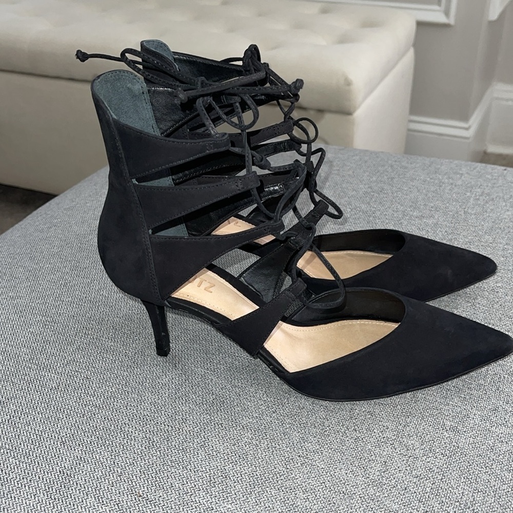 Schutz Suede Lace Up Heels - Picture 2 of 10